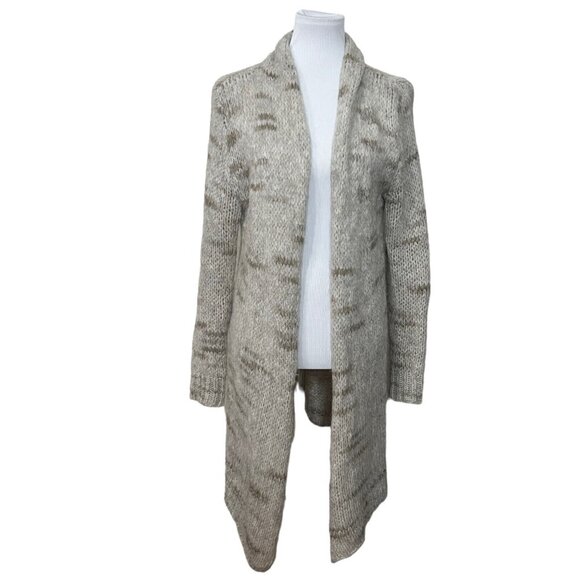 Paola Manfredi Long Cardigan Sweater Jacket Size M Made in Italy Taupe Gray Open - Picture 1 of 6